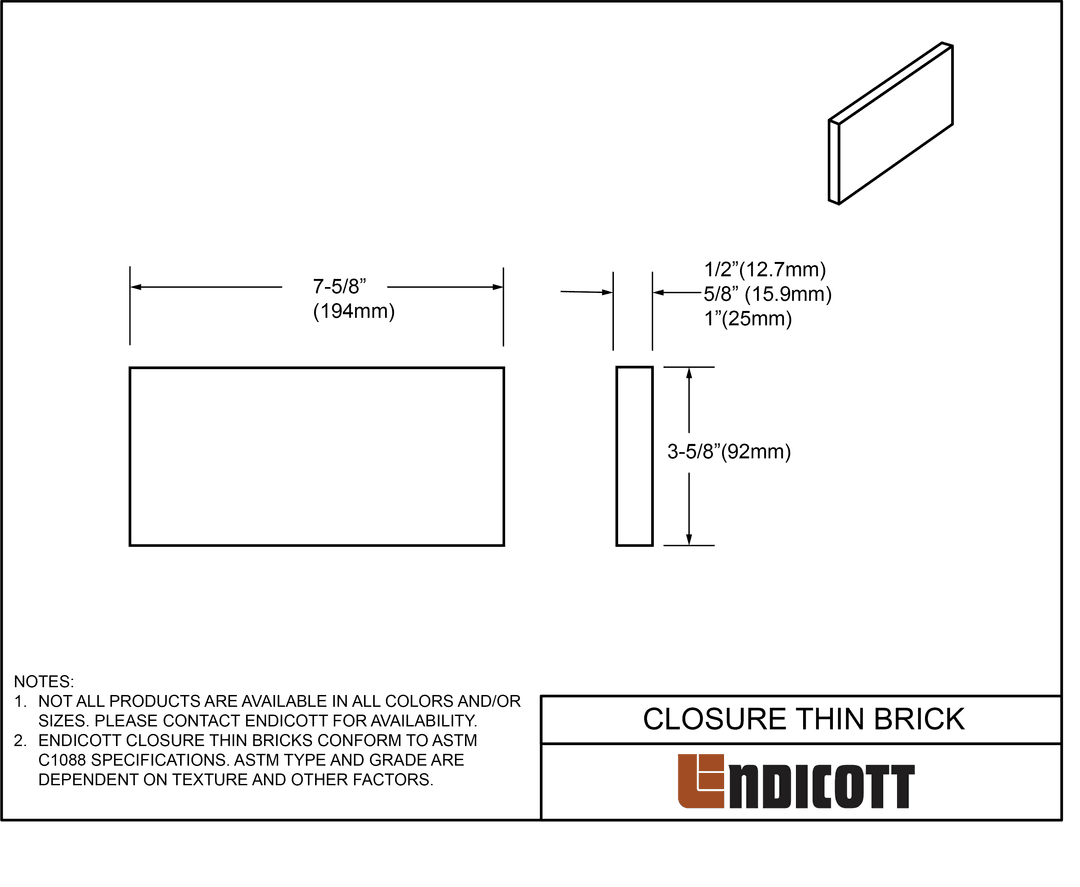 Image drawing of Endicott Closure Thin Brick